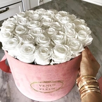 Cadeau pour la Saint-Valentin et la fête des mères, roses éternelles en forme ronde, roses éternelles, boîte de roses Evil Eye, fleurs naturelles préservées