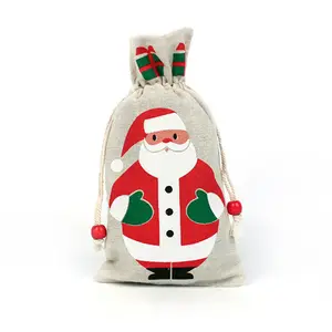 هدية الكريسماس حقيبة سانتا كلوز ندفة الثلج ثلج عيد الميلاد هدية تخزين القنب شعاع هسه الرباط حقائب مستلزمات أعياد الميلاد