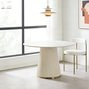 कॉर्डिक इतालवी गोल संगमरमर रसोई रसोई कमरे के लिए सरल आधुनिक लक्जरी सिंइंड स्टोन डाइनिंग टेबल सेट - Product Image 3
