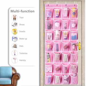 28-Pockets Foldable Hanging <b>Shoe</b> Organizer with Large Size PVC Mesh Pockets Over Door <b>Shoe</b> Rack <b>Holder</b> Non-Woven Fabric - Product Image 5