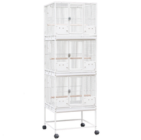 Cages à oiseaux en métal robustes à 3 niveaux, empilables, avec séparateurs amovibles, grand espace, pour l'élevage, emballées en boîte simple.