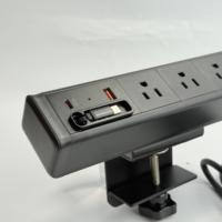 Multiprise de bureau à fixation par pince standard US, 3 prises, USB-C 20W, USB-A 18W, charge rapide, sans perçage, pince en C pour mobilier de bureau