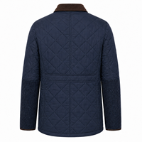 Veste de chasse matelassée pour homme en velours côtelé bleu marine résistante à l'eau avec col et poches plaquées personnalisées