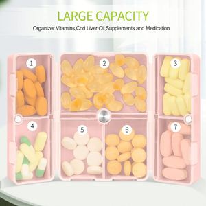 Organizador Diario, Estuche de Viaje Portátil con 7 Compartimentos [Diseño Plegable], Pastillero Magnético para Bolso o Bolsillo, Color Rosa Personalizado - Product Image 2