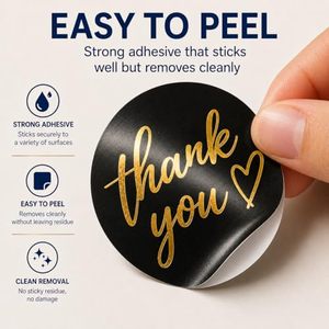 Factory Supply 1.5in Gold Foil Heart Round Adhesive <b>Labels</b> Black White Pink Navy Custom Print For Gift <b>Packaging</b> Bulk Order - Product Image 4