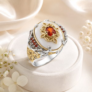 Anello con design barocco in stile conchiglia naturale, colore a contrasto, anello creativo da donna - Product Image 1