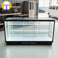 Vitrine de présentation de tabac de luxe moderne en aluminium verrouillable avec porte en verre trempé et éclairage LED, robuste, pour la vente au détail