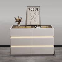 Commode simple en bois massif à 6 tiroirs avec revêtement en cuir, éclairage LED, certification CE européenne, adaptée à une utilisation en chambre à coucher