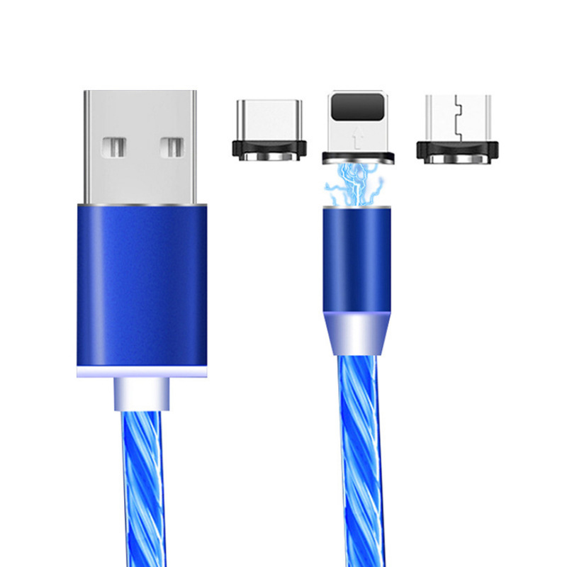 3 в 1 светодиодный светящийся USB светящийся бегущий Магнитный зарядный кабель для iPhone/Samsung/Huawei/Oppo/Vivo кабель usb
