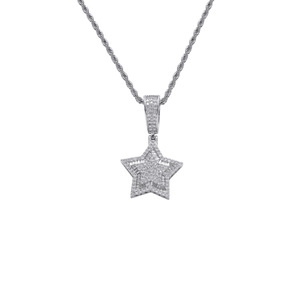 Collar con Colgante de Estrella de Doble Capa, Joyería Hip Hop para Hombre y Mujer, Cadena con Pentagrama Incrustado en Cobre y Circonitas - Product Image 4