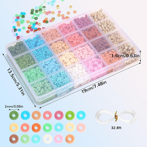 Polymer Clay Spacer Bead Kit DIY Jewelry Making Bracelet Necklace Loose Beads Box 24 Colors Assorted Sizes for Crafting - Product Image 4