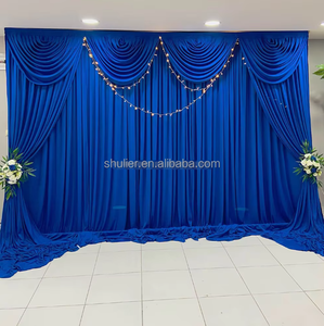 <span class=keywords><strong>Tenda</strong></span> personalizzata in seta blu reale e <span class=keywords><strong>lilla</strong></span> con paillettes frontali Swag pannello per drappi di scena per matrimonio sfondo per eventi - Product Image 2