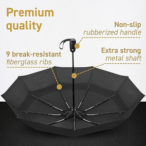 Parapluie de voyage pliable compact à ouverture automatique, en tissu pongé 210T, imperméable, double couche, ventilé, protection solaire et pluie, avec logo personnalisé - Product Image 3
