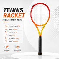 Raquette de tennis en carbone légère de 27 pouces, motif de cordage 16x19, poignée en aluminium, motifs personnalisables pour tous les âges, entraînements et matchs
