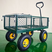 Chariot de jardin en acier robuste pour ferme et jardin, capacité de 880 lb, chariot utilitaire en métal avec côtés en maille amovibles