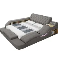 تصميم الأزياء الحديثة سرير متعدد الوظائف ، حصير 5 أجزاء الجلود سرير منجّد