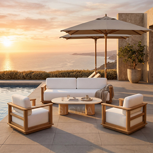 Set <span class=keywords><strong>da</strong></span> <span class=keywords><strong>Giardino</strong></span> di Lusso per Hotel, Mobili <span class=keywords><strong>da</strong></span> Patio <span class=keywords><strong>in</strong></span> Teak Durevoli e Confortevoli, Arredamento Personalizzato per Soggiorno - Product Image 4