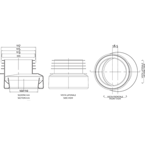 Manguito de goma ECCENTRIC WC EPDM Rango de tamaños de material Ø 90 ÷ 110 - Product Image 4