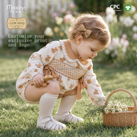 Combinaison à volants pour bébé fille, imprimé ours, manches longues, col Peter Pan, combinaison personnalisée rose, vêtements pour enfants, body pour nourrissons