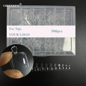 500 pièces faux ongles d'orteil clair naturel mince <span class=keywords><strong>manucure</strong></span> artificielle Art décoration beauté outils <span class=keywords><strong>pied</strong></span> couverture complète français orteil ongles - Product Image 1