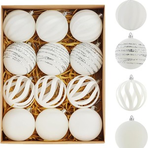 Adornos Decorativos de Bolas de Navidad Flocadas de 8 cm, Bola Decorativa Colgante para Festividades, Elegante Juego de Decoración Navideña para el Hogar y Fiestas - Product Image 6