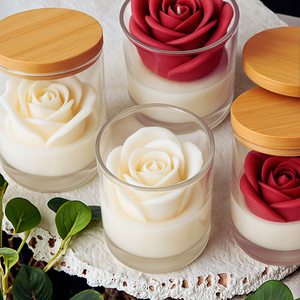 Nến thơm hình hoa hồng, hoàn hảo cho bữa tối lãng mạn dưới ánh nến ngày Valentine, nến sáp đậu nành không khói. - Product Image 4