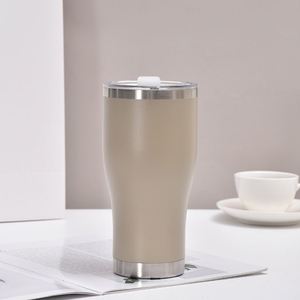 Gobelet isotherme incurvé de 40 oz, double paroi, en acier inoxydable, avec revêtement dégradé et couvercle amovible - Product Image 4