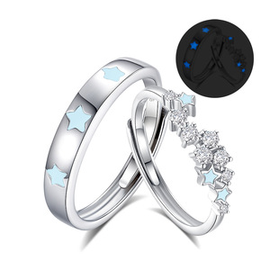 Bagues de mariage vintage en argent sterling 925 avec étoile lumineuse pour hommes et femmes, incrustées de zircone cubique pour fiançailles, fêtes et anniversaires - Product Image 4