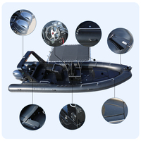 Bateau pneumatique de pêche sportive Haohai RIB760B en PVC/Hypalon, capacité 13 personnes, moteur hors-bord, durable et léger