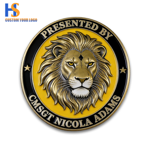 Pièce de défi en relief 3D Tête de <span class=keywords><strong>Lion</strong></span> Honor du leadership |   Laiton plaqué or en alliage de zinc, gravé sur mesure, 3 pouces, style antique moderne, faible MOQ - Product Image 1