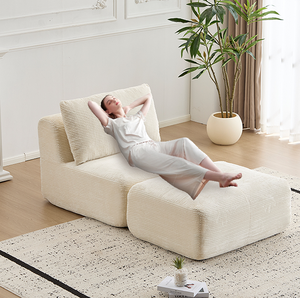 Ensemble de canapés modulaires modernes rembourrés en éponge, design nuage, adaptés aux animaux domestiques, pour salons d'appartements et d'hôtels, avec chaise longue individuelle - Product Image 6