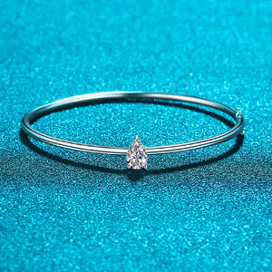 <span class=keywords><strong>Bracelet</strong></span> simple et fin en <span class=keywords><strong>argent</strong></span> sterling 925, <span class=keywords><strong>bracelet</strong></span> épais uni, coupe de perle, 1CT VVS1 GRA, solitaire, moissanite colorée, bijoux pour femmes - Product Image 5