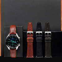 Bracelet de montre en cuir véritable avec bordure, boucle à ardillon carrée, ajustement universel pour montres connectées 20-24mm, accessoires de charme
