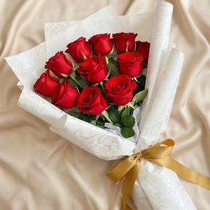 Roses artificielles en velours de haute qualité, vente en gros en usine, roses rouges et blanches, roses au toucher réel personnalisées, fleurs décoratives - Product Image 6