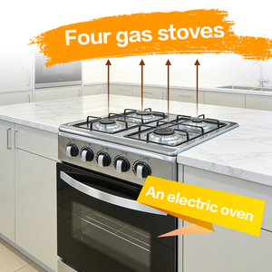 Cucina a Gas Freestanding <span class=keywords><strong>con</strong></span> 4 Fuochi e <span class=keywords><strong>Forno</strong></span>, Piano in Vetro Tradizionale, Accensione Elettronica - Product Image 2