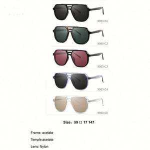Lunettes de soleil pilote en nylon avec logo personnalisé, protection UV400, grande monture en acétate, pour hommes et femmes, vente en gros - Product Image 6