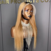 Perruque Lace Front wig brésilienne naturelle lisse, sans colle, 13x4, T1B-27, cheveux humains HD, pour femmes africaines