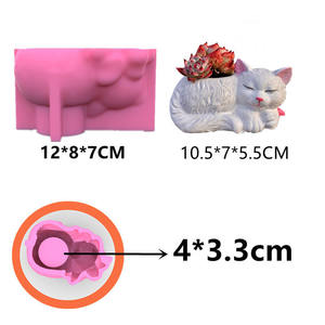Molde de silicona para maceta de suculenta de gato, adornos de piedra perfumados, Cenicero casero, soporte para bolígrafo, regalo artesanal casero - Product Image 2
