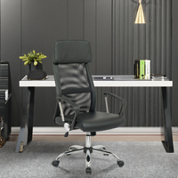 Chaise de bureau ergonomique moderne à dossier haut, accoudoir réglable pivotant, chaise en maille de style ascenseur en cuir et tissu métallique pour jeu exécutif