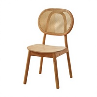 Chaise de salle à manger moderne en bois massif de style nordique avec dossier en rotin tressé, mobilier de restaurant, café et maison de style mid-century