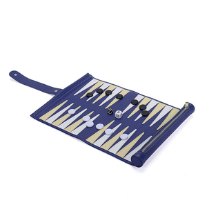 Set <span class=keywords><strong>da</strong></span> Viaggio Backgammon Arrotolabile, Colore Blu, in Pelle PU, Portatile, per Compagni di Viaggio - Product Image 2