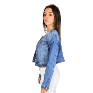 Donna Giubotto DKE8235 Jeans <b>Cropped</b> <b>Denim</b> <b>Jacket</b> Women's Fashion Casual Outerwear - Product Image 2
