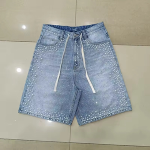 Shorts <span class=keywords><strong>de</strong></span> Mezclilla con Diseño Estadounidense, Adornados con Borlas <span class=keywords><strong>de</strong></span> Pedrería Brillante y Delicadas Perlas, Shorts <span class=keywords><strong>de</strong></span> Mezclilla <span class=keywords><strong>de</strong></span> Lujo con Perlas y Pedrería - Product Image 3