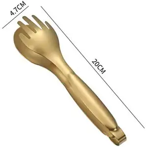 Sleek Gold Stainless Steel Salad Tongs Ideal for Serving, Cooking, BBQ, Grilling, and Handling Appetizers in Buffet Settings.