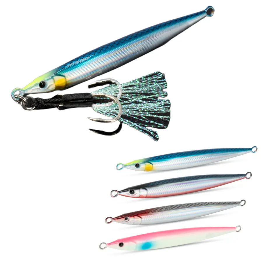 Wholesale Japan Luminous Artificial Metal Jig Lure Saltwater Boat Trolling Slow pitch Fishing Lure Tuna bait with HOOK