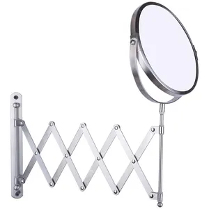 도매 확장 가능한 팔 라운드 금속 아름다움 메이크업 확대 면도 거울 욕실 호텔 Led 화장대 거울