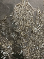 Voile de mariée de luxe Ruolai VW0050 à un niveau en tulle ivoire avec dentelle perlée or champagne et perles de cristal