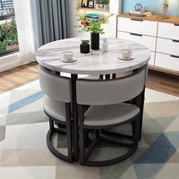 Ensemble de table et chaises rondes empilables pour gagner de la place, en bois massif, pour café, salon de thé, réception, salle d'attente, meubles sur mesure