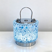 Lanterne LED portable en verre mosaïque, rechargeable, à commande tactile, à intensité variable, style bohème, lampe de nuit artisanale, lampe de table pour la maison
