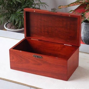 Boîte à bijoux en bois rectangulaire avec serrure, boîte de rangement de bureau pour emballage de cadeau de mariage - Product Image 1